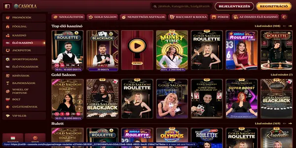 Casoola Casino élő kaszinó kínálata mobilon
