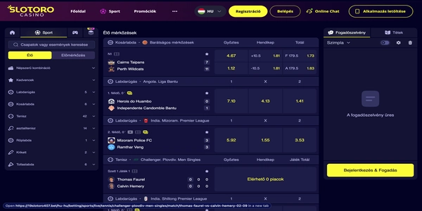 Slotoro Casino sportfogadási kínálata mobilon
