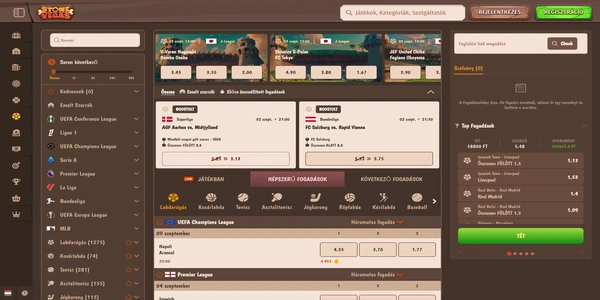 StoneVegas Casino sportfogadási kínálata mobilon