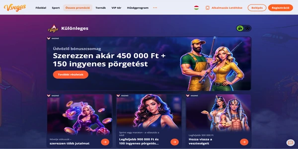 V.Vegas Casino üdvözlő bónusz oldala mobilon